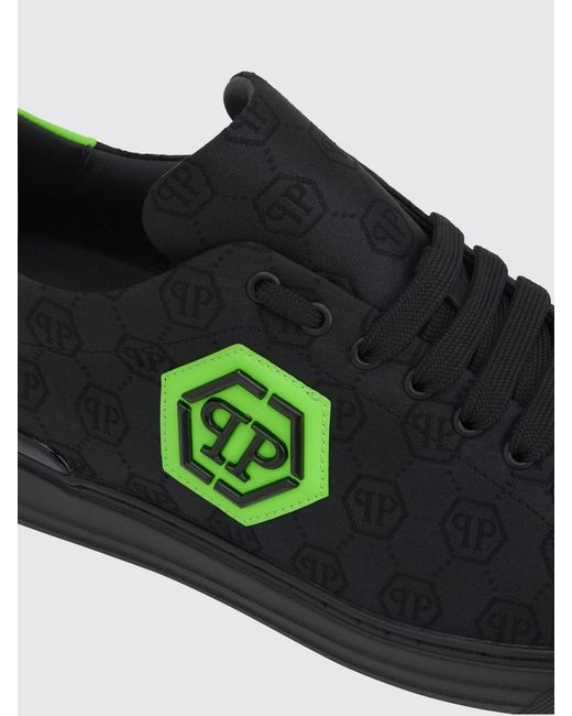 Philipp Plein Green Fabric Sneakers With Hexagon Jacquard for men