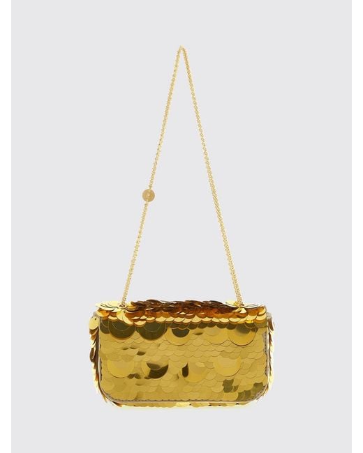 Rabanne White Sparkle Leather And Polyester Shoulder Bag With Metallic Handle