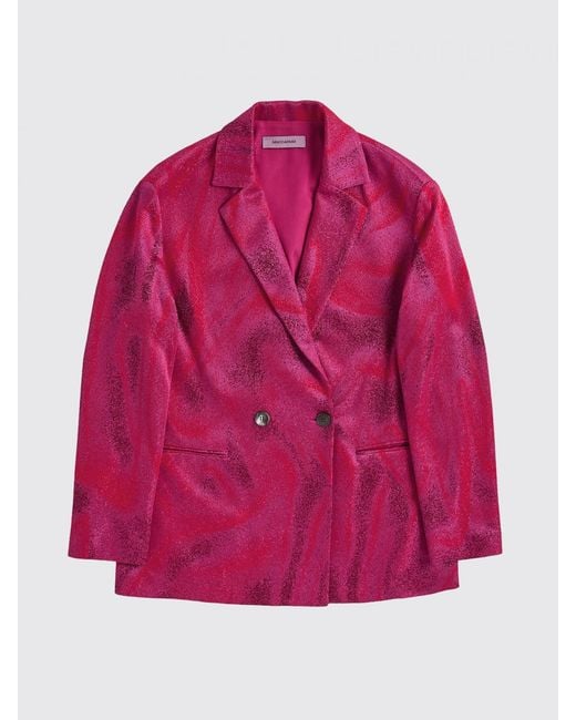 MACCAPANI Red Double-Breasted Viscose And Cotton Blazer