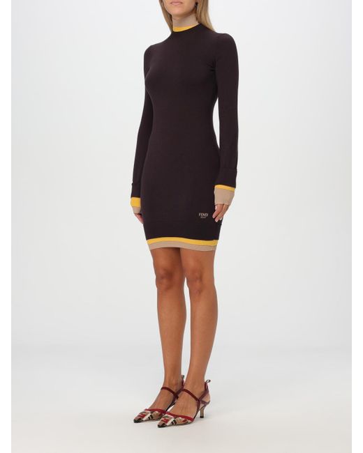 Robe Courte À Design Superposé Fendi en coloris Multicolor
