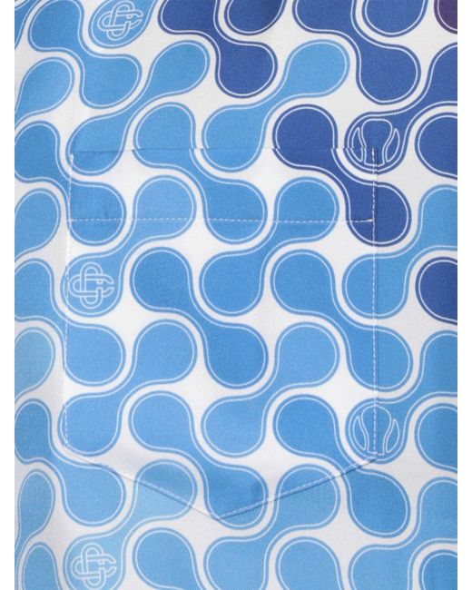 Casablanca Blue Printed Silk Casual Shirt for men