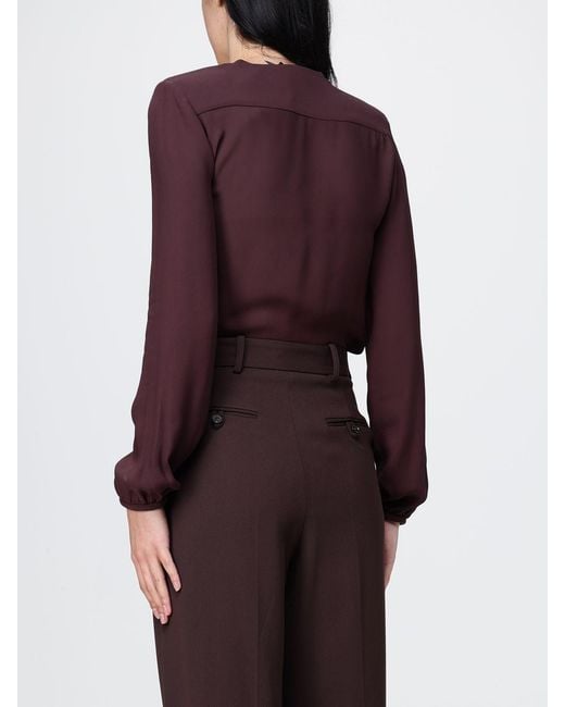 Elisabetta Franchi Purple Georgette Bodysuit Blouse