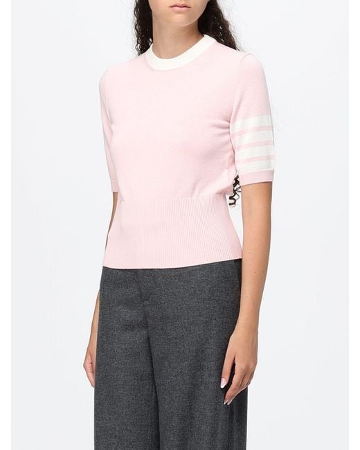 Thom Browne Pink Hector Crewneck Short-Sleeved Sweater