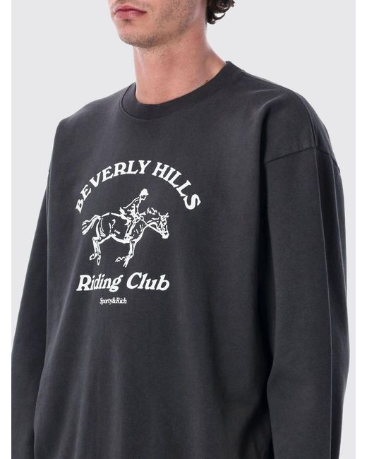 Sporty & Rich Gray Sporty &Amp Rich Printed Cotton Crewneck Sweatshirt for men