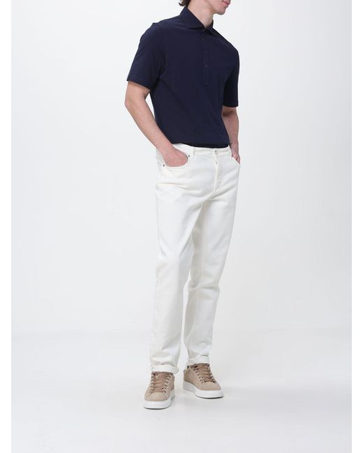 Brunello Cucinelli Blue Straight Stretch Denim Jeans for men