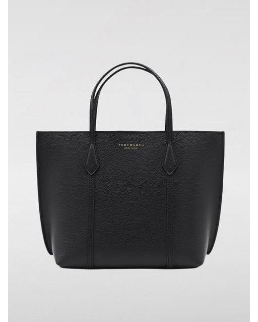 Tory Burch Black Perry Grain Leather Shopping Bag