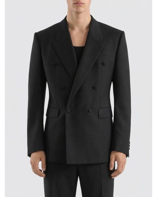 Dolce & Gabbana Black Dolce &Amp Gabbana Double-Breasted Virgin Wool Blazer for men