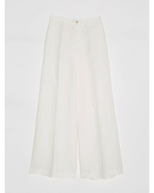 Twinset White Viscose Palazzo Trousers