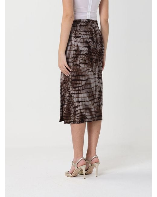 Elisabetta Franchi Brown Viscose Skirt With Crocodile Print