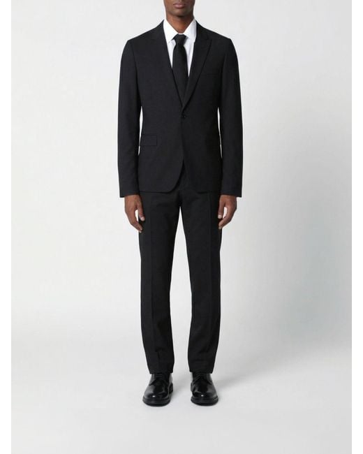 Lardini Black Single-Breasted Wool Blend Dress for men