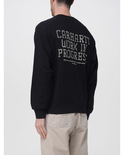 Carhartt Blue Crew Neck Cotton Sweatshirt With Logo for men