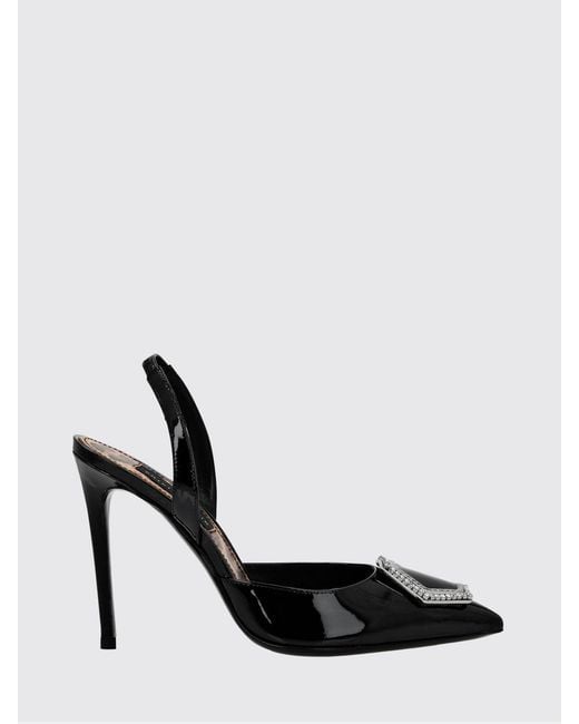Philipp Plein Black Patent Leather Slingbacks With A High Heel And Jewel Buckle