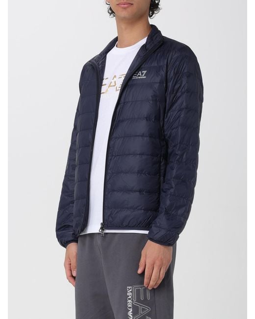 EA7 Blue Light Nylon Down Jacket With Logo for men