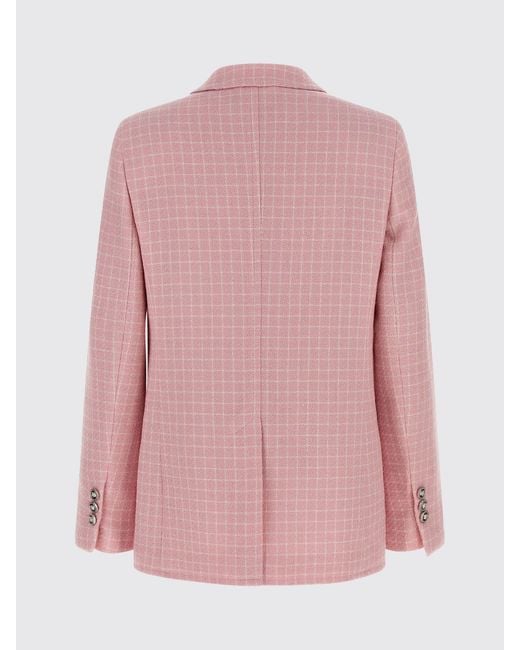Versace Pink Checked Single-Breasted Virgin Wool Blazer