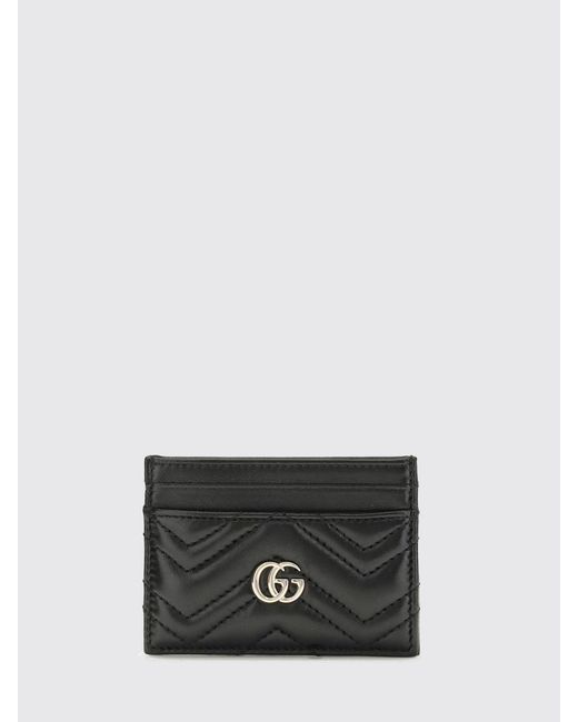 Gucci White Gg Marmont Quilted Chevron Nappa Leather Card Holder