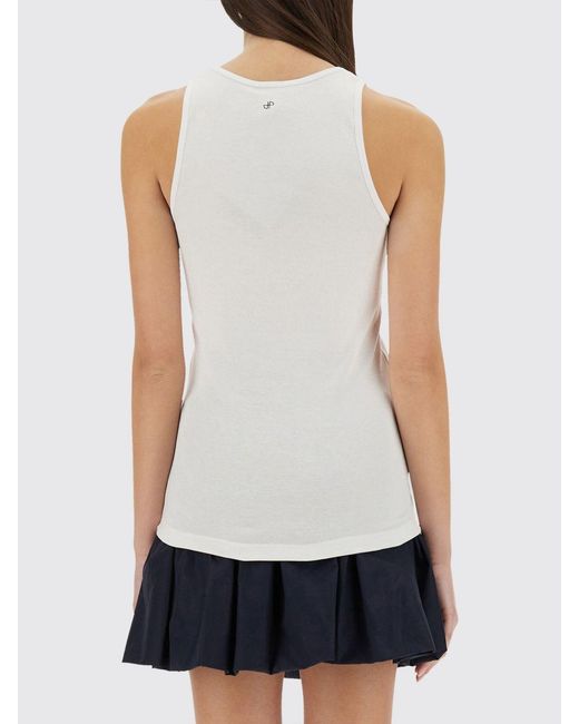 Patou White Basic Cotton Tank Top With Logo