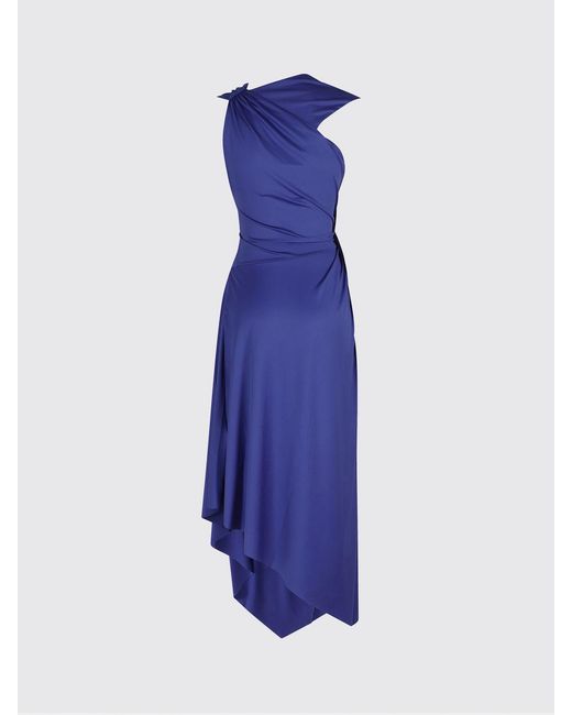 Victoria Beckham Blue Asymmetric Jersey Dress