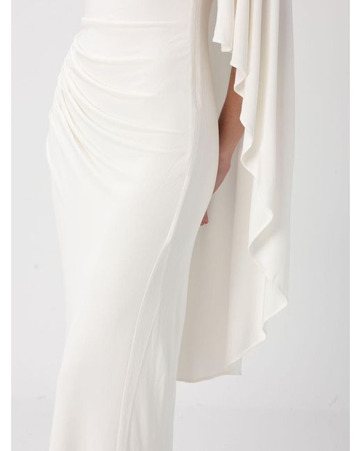 Vestido Largo De Jersey Self-Portrait de color White