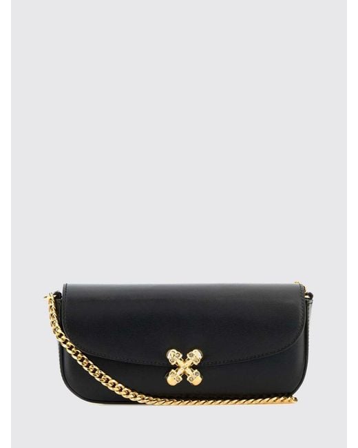 McQueen Black Skull Flower Leather Bag