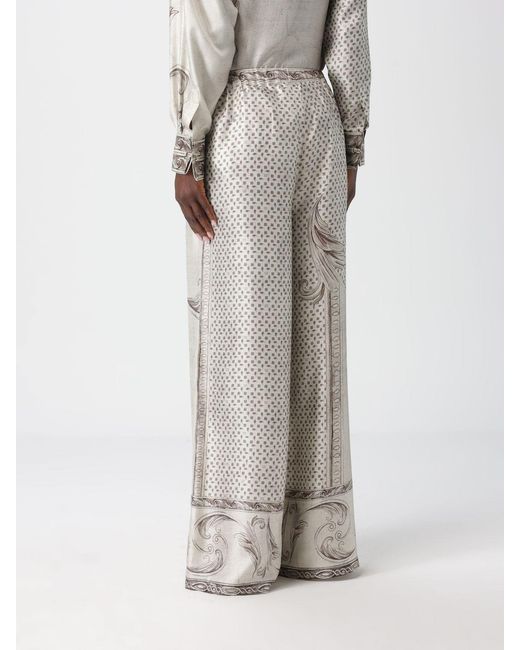 Max Mara Gray Paisley Silk Trousers