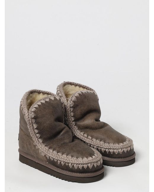 Mou Brown Flat Ankle Boots