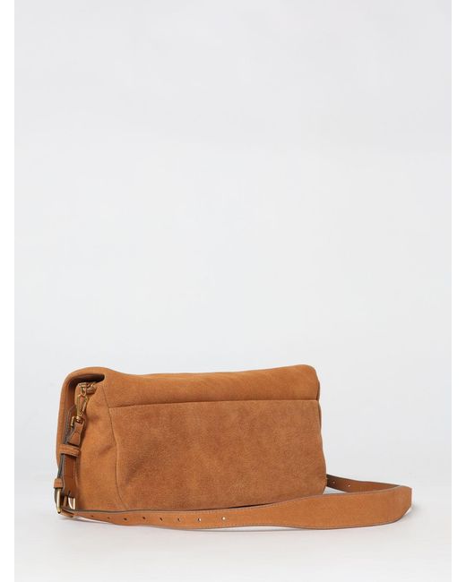 Pinko Brown Click Soft Suede Bag