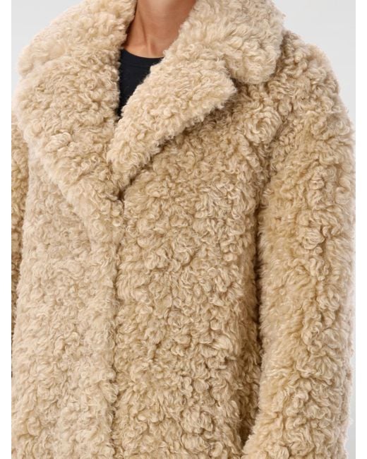 Stand Studio Natural Long Faux Fur Shearling Jacket