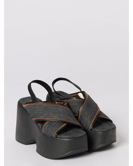 Vic Matié Black Vic MatiÉ Cotton Denim Wedge Sandals