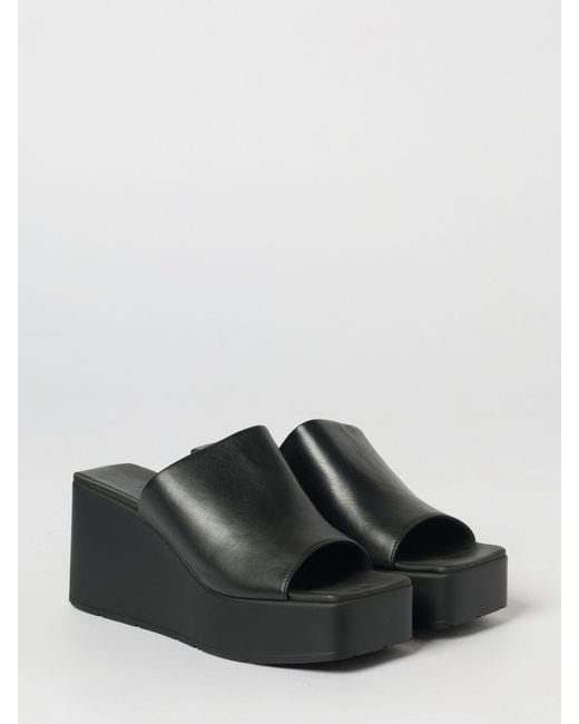 Vic Matié Black Vic MatiÉ Leather Wedge Sandals