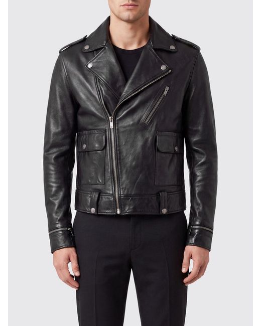 Golden Goose Deluxe Brand Black Ovine Leather Biker Jacket With Asymmetrical Zip Closure for men