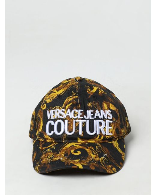 Cappello in cotone stampato di Versace in Black da Uomo