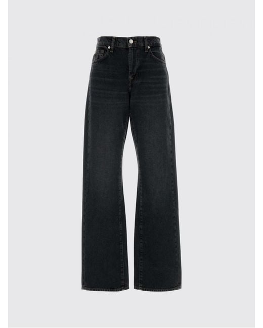 7 For All Mankind Black Wide Leg Cotton Denim Trousers
