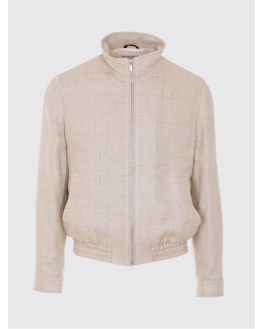 Brunello Cucinelli Blue Wool And Linen Blend Bomber Jacket for men
