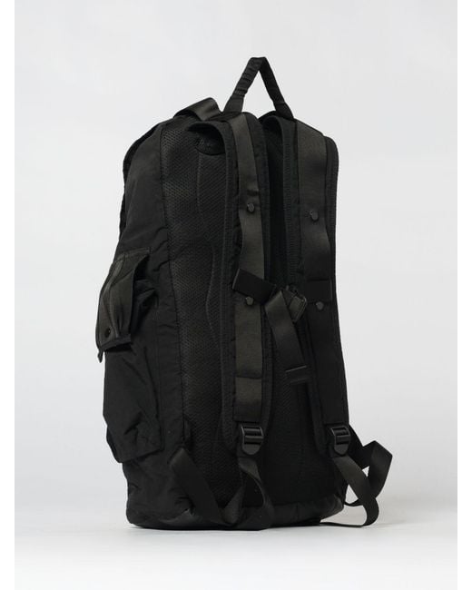 C P Company Black Plain Paper Touch Mixed Polyamide Backpack for men