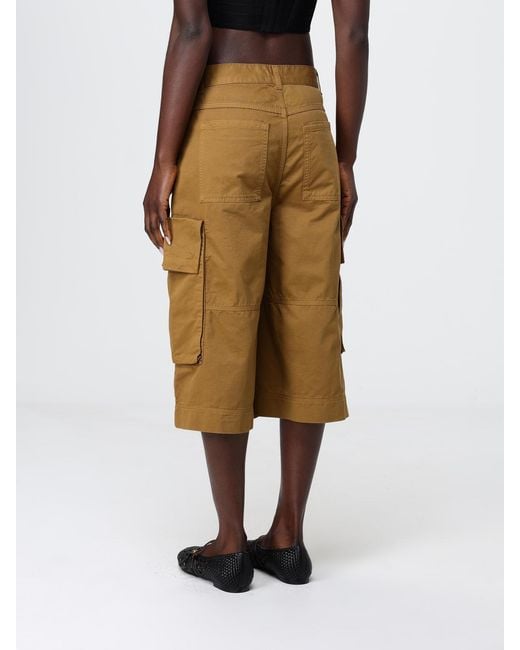 Pinko Natural Cotton Gabardine Cargo Shorts