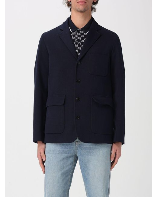 Gucci Blue Single-Breasted Cotton Jersey Blazer for men