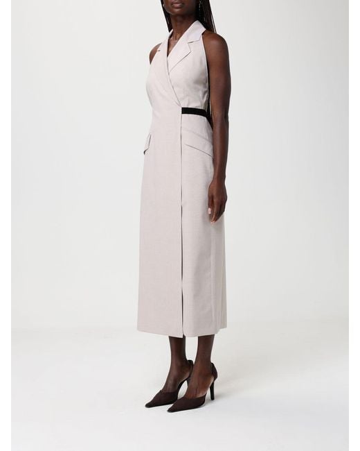 Max Mara Natural Cime Cotton And Wool Blend Midi Dress