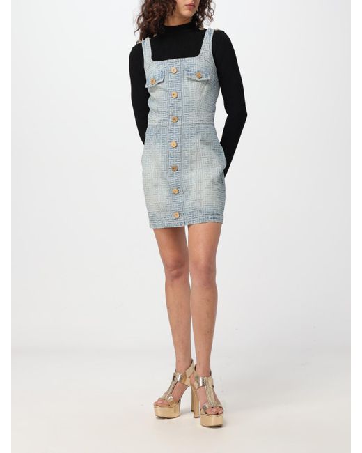 Balmain Blue Kleid Mit Monogramm