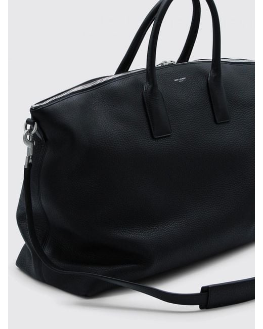 Saint Laurent Black Grained Leather Duffle Bag for men