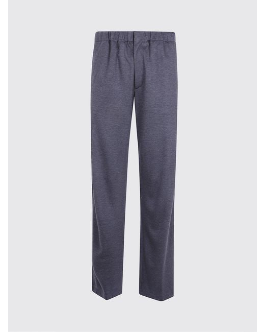 Lardini Blue Slim Fit Cotton Blend Trousers With Elasticated Waist And Flap Pockets for men