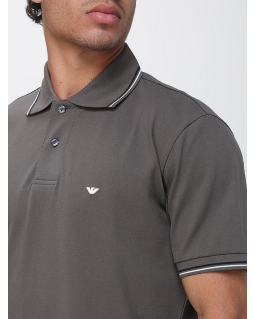 Emporio Armani Gray Stretch Cotton Polo Shirt for men