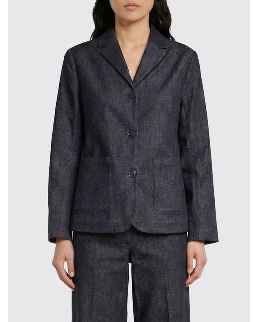 Max Mara Gray Robin Single-Breasted Denim Blazer