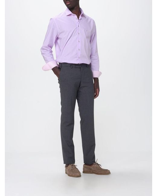 Etro Purple Classic Stretch Cotton Shirt for men