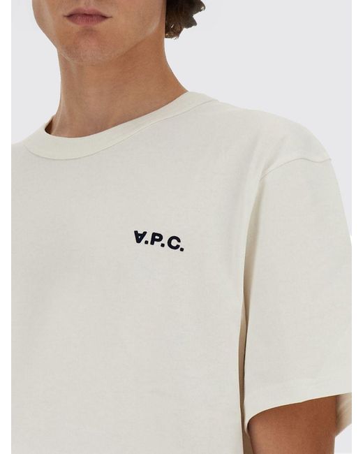 A.P.C. White Cotton T-Shirt With Logo for men