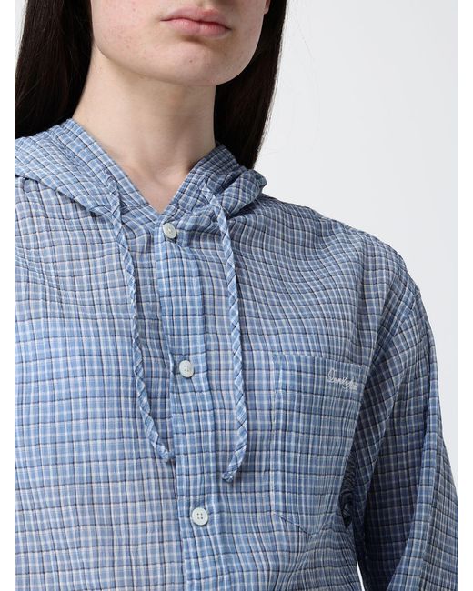 DUNST Blue Check Cotton Hooded Shirt