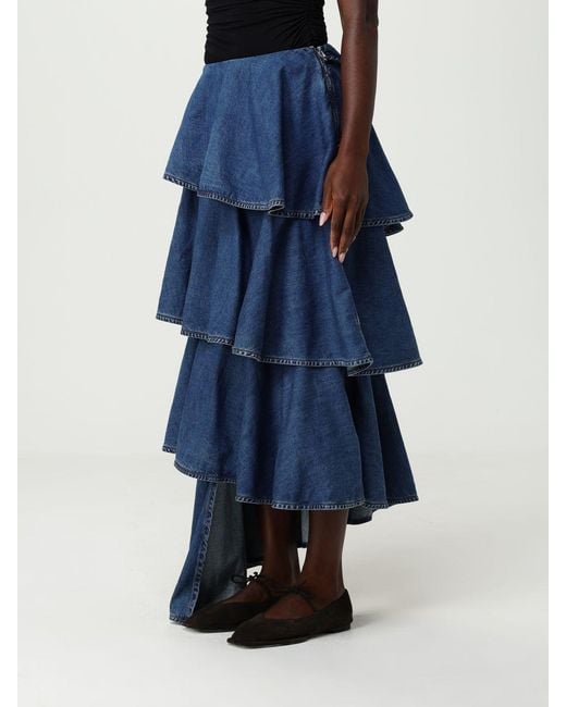 Alaïa Blue Denim Skirt By With Ruffles