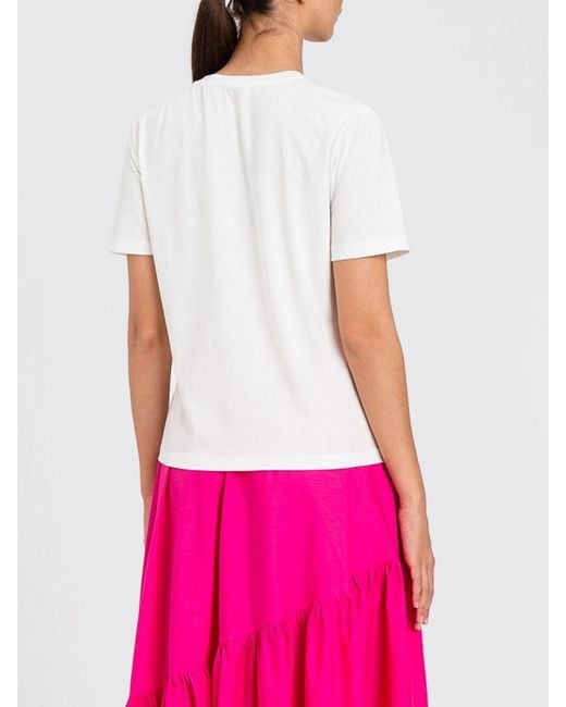 Twinset White Cotton Blend T-Shirts With Beads