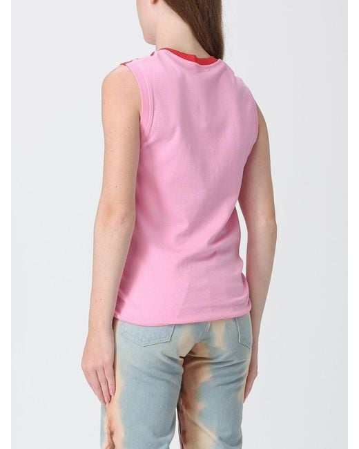 J.W. Anderson Red Abstract Print Asymmetrical Cotton Top