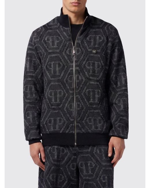 Philipp Plein Black Pp Jacquard Cotton Bomber for men