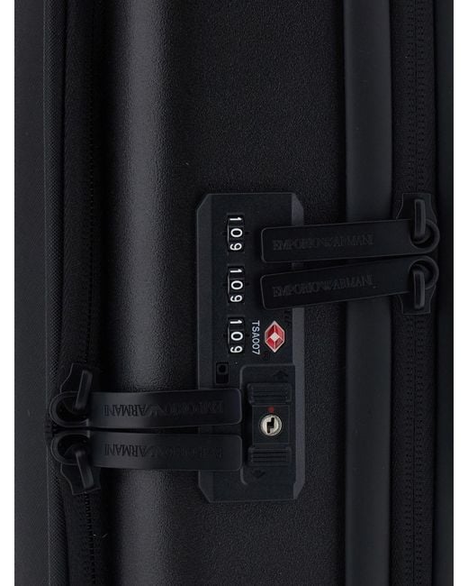 Emporio Armani Black Abs Trolley Case With Tone-On-Tone Eagle Logo And Tsa Lock for men